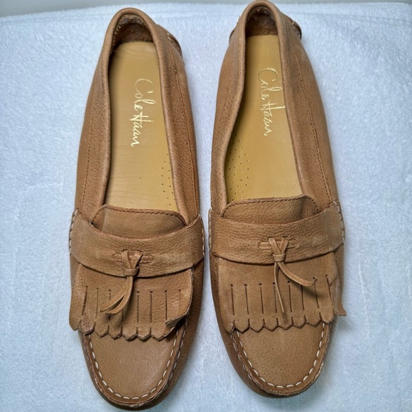 Women’s Cole Haan fringe tan leather Air Tobin tasseled driving moccasins size 9 - Picture 10 of 10